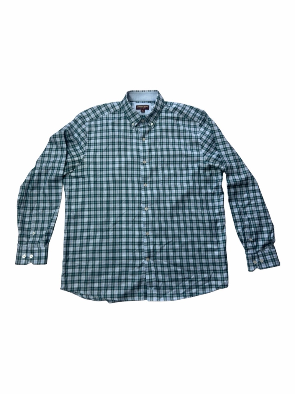 Johnston & Murphy Men’s NWOT Long Sleeve Button Down Shirt Green & Blue Plaid XL